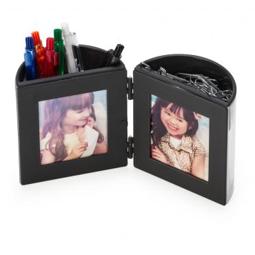 Porta caneta com porta fotos e porta clips